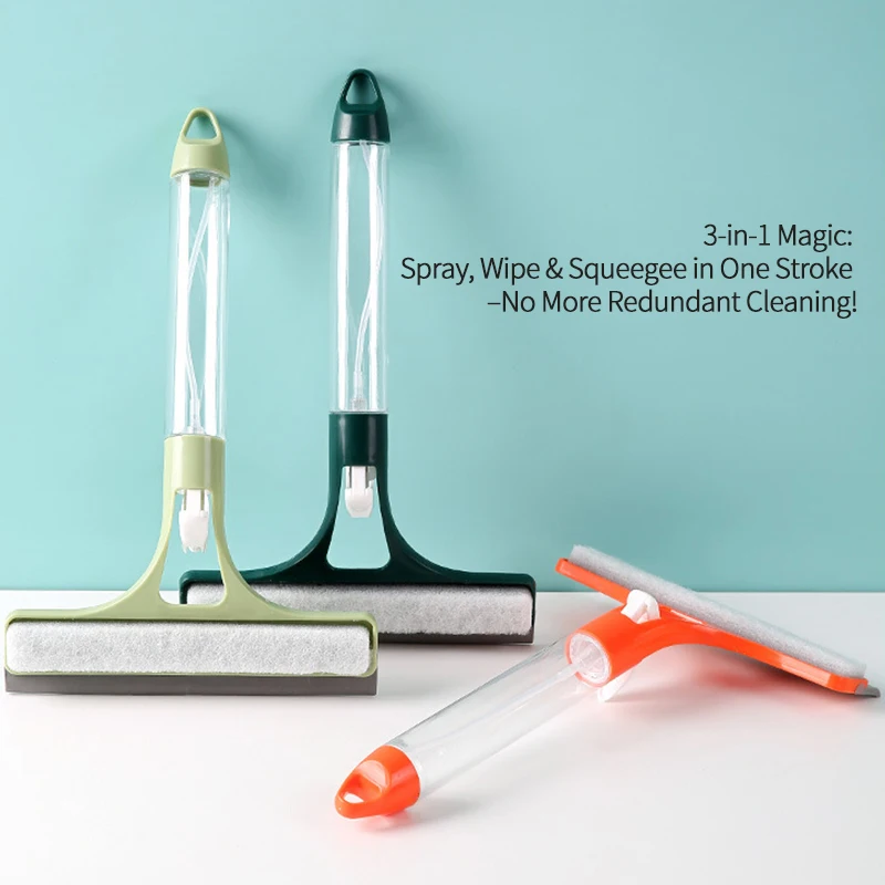 Home Multifunctional Glass Cleaning Mirror With Spray Bottle 3 In 1 Glass Ultra Fine Fiber Scrubbing Scraper Window Scraper - Image 5
