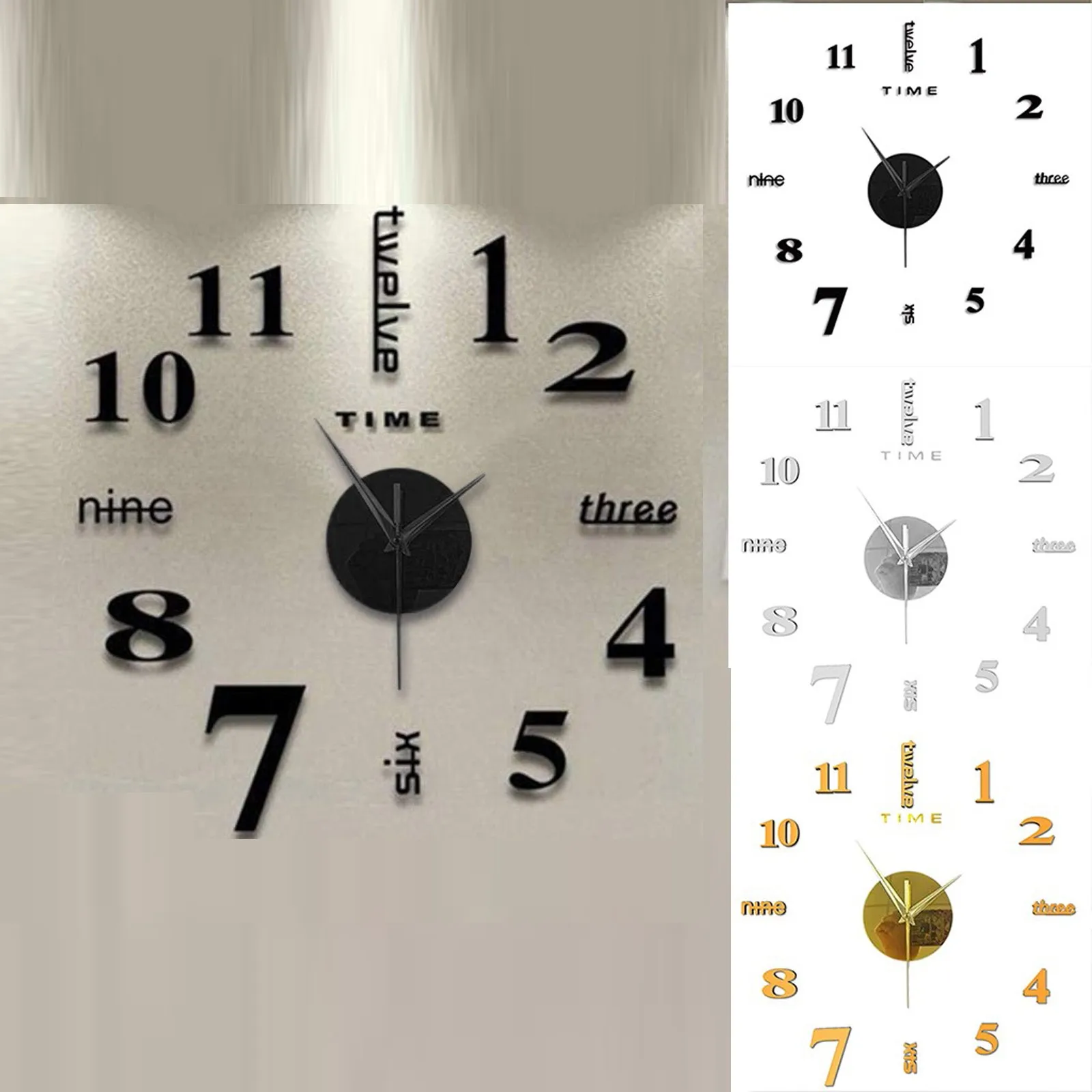 Fashion Antique Mini DIY Mirror Surface Clock Frameless Sticker Mute Wall Clock 3D Wall Watch Living Room Home Office Decoration - Image 2