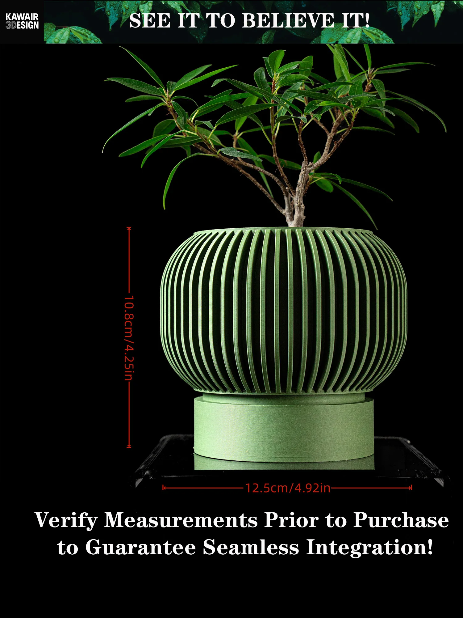 Modern Minimalist 3D Printed Plant Pot – Biodegradable Flower Planter for Home Decor, Eco-Friendly Sustainable Gift (Yuso) - Image 5