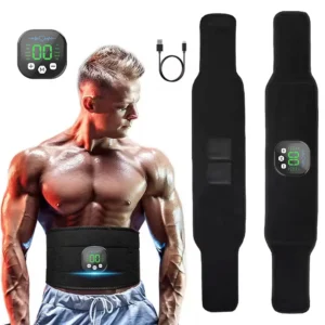 Professional EMS Muscle Stimulator Belt - Smart Ab Trainer with Wireless Charging for Home Fitness Body Toning