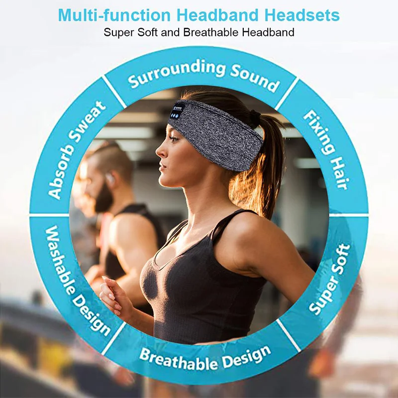 Wireless Bluetooth Speaker Headscarf Wireless Music Sleep Headset Sports Headband Built-in Sleep Music Eye Mask Travel Headset - Image 5