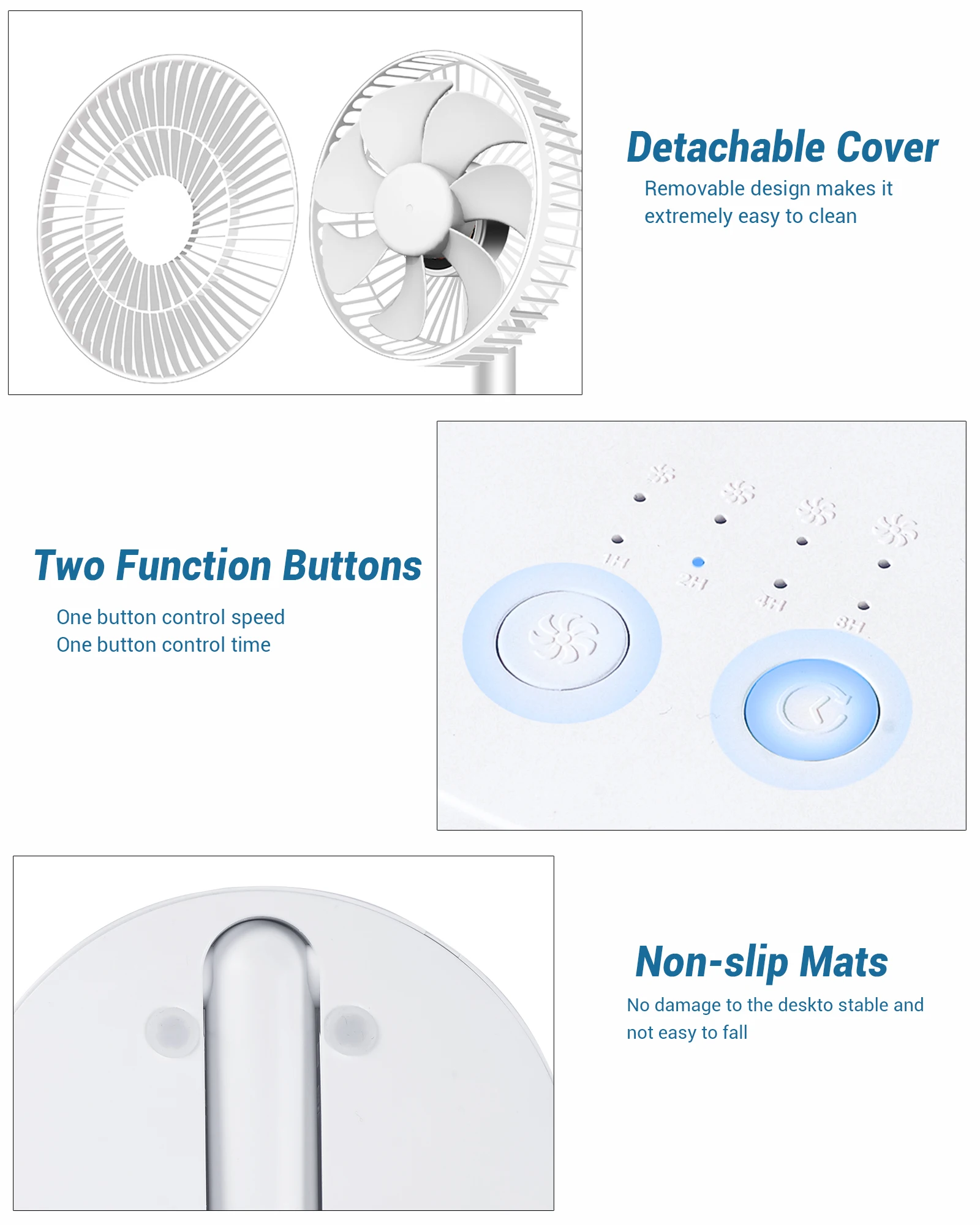 USB Foldable Fan with 4 Speeds & Timing,Battery Operated Mini Fan for Bedroom, Indoor or Outdoor,Table Fan - Image 6
