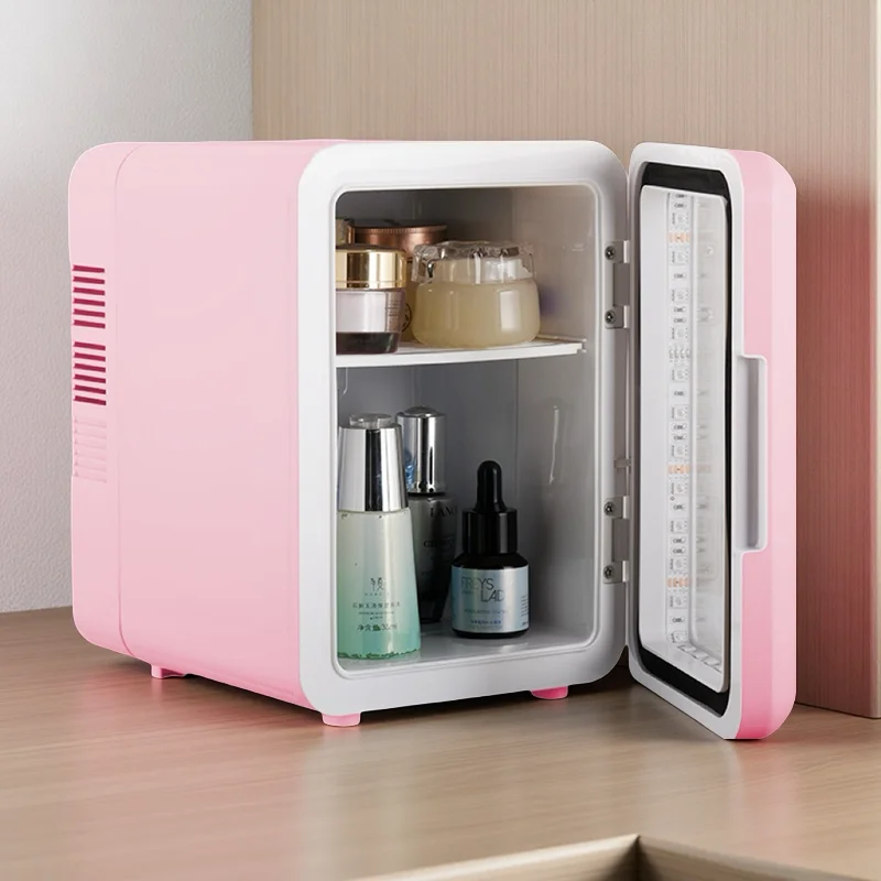 Pink Color Transparent Door Counter Drinks Cooler Freezer Table Top Small Mute Fridge Free Standing 4L Mini Fridge for Room - Image 2
