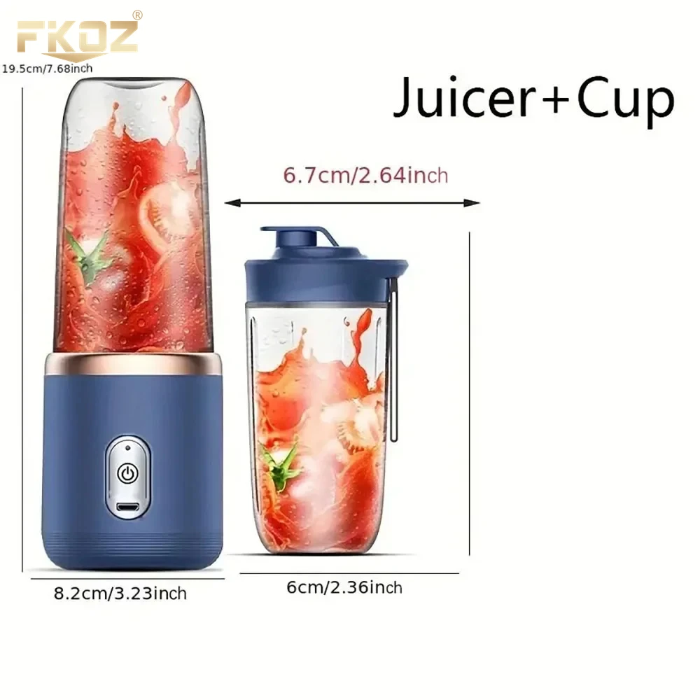 Portable Small Electric Juicer Stainless Steel Blade Cup Juicer Fruit Automatic Smoothie Blender USB rechargeable mini blender - Image 2