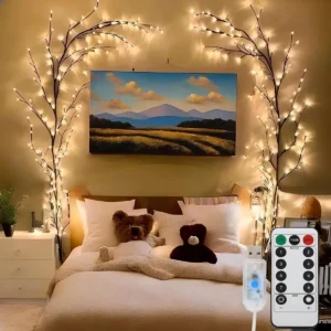 LED Bendable Willow Vine Lights, 8Moeds Rattan Tree Decorative Light, Night Light, For Wall Bedroom Indoor Outdoor Christmas