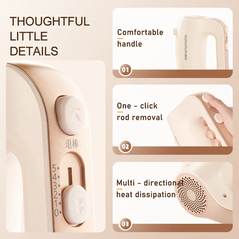 SUNATUR 300W Electric Hand Mixer 3 in 1 Mixer egg beater Baking appliances Handheld Blender machine with storage base Cream Whip - Image 3