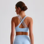 Solid Color Women Cross Back High Strength Shoulder Strap Fitness Bra Tight Sport Top Comprehensive Training Gym Yoga Underwear