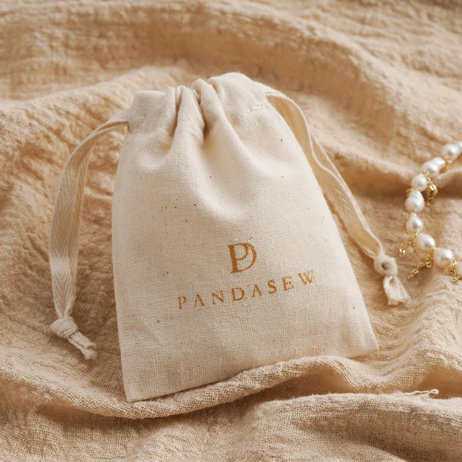 Custom Logo Printed Drawstring Bag High-Quality Natural Thin Cotton Muslin Jewelry Pouch Wedding Party Gift Packaging - Image 3