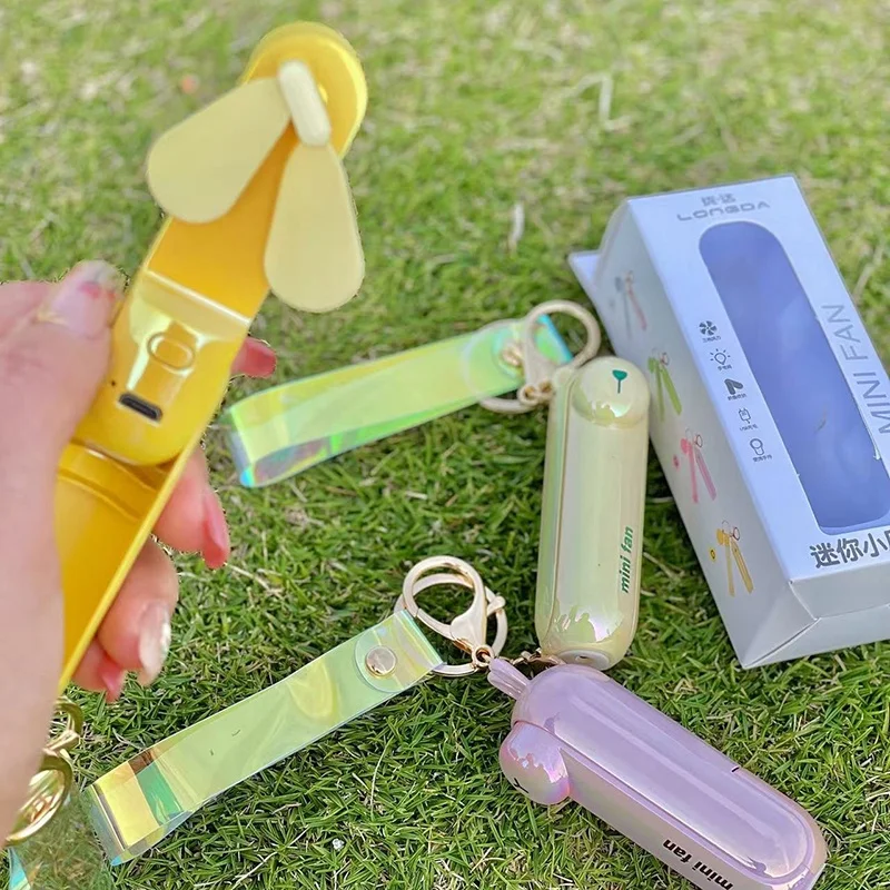 Cute Mini Fan Kipas Portable Hand Fold Bedside Office USB Charge Battery Table Desk Cooling - Image 3