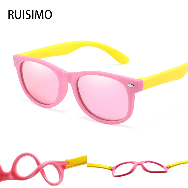 RUISIMO Fashion Kids Sunglasses Children Polarized Sun Glasses Boys Girls Glasses Silicone Safety Baby Shades UV400 Eyewear