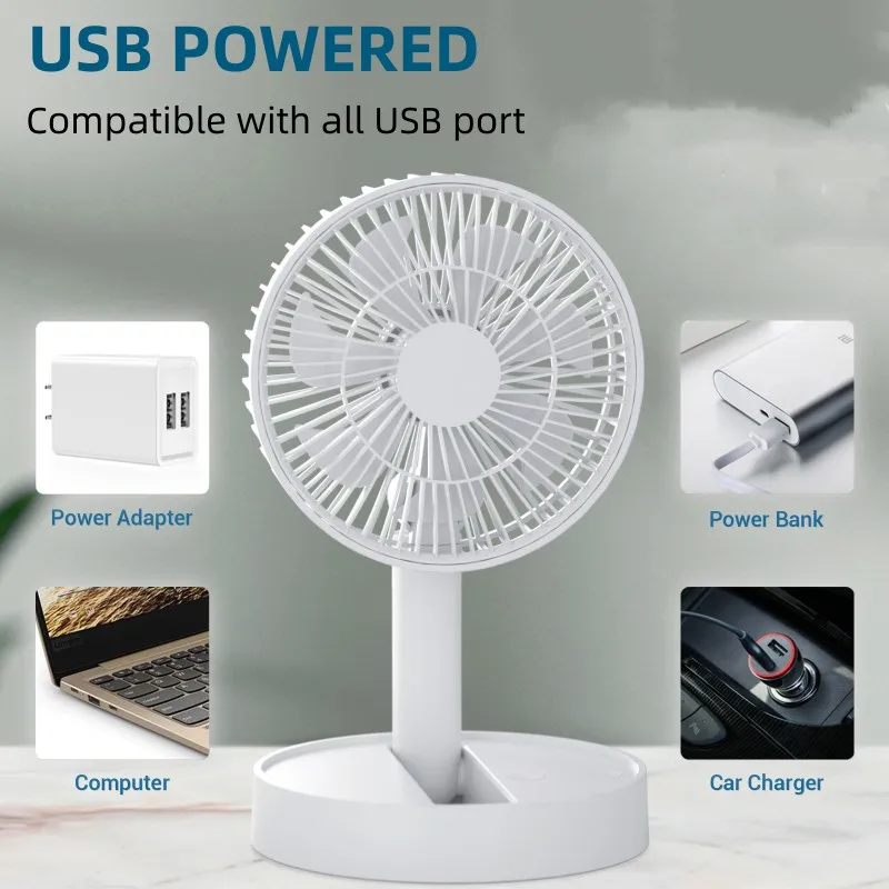 USB Foldable Fan with 4 Speeds & Timing,Battery Operated Mini Fan for Bedroom, Indoor or Outdoor,Table Fan - Image 2