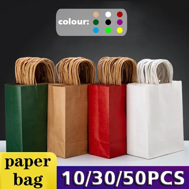 10/30/50pcs Festival Party Gift Bag with Handle Jewelry Shopping Bag Christmas Birthday Wedding Gift Packaging Bag Colored Bags