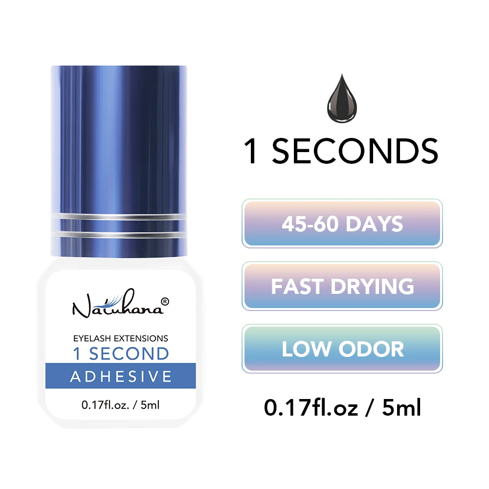 NATUHANA 5ml 1 Second Fast Drying Strong False Eye Lash Extension Glue Adhesive Retention 5-7 Weeks Low Smell Mink Eyelash Glue - Image 5