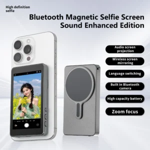 Magnetic Phone Selfie Screen Monitor Bluetooth remote Selfie Rear Camera Vlog Live Stream Video Recording for iPhone Android