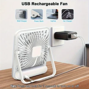 Portable USB Charging Desktop Fan 180° Adjustable Silent 5 Speed ​​Adjustment Ultra Quiet Fan Suitable for Home Office Camping