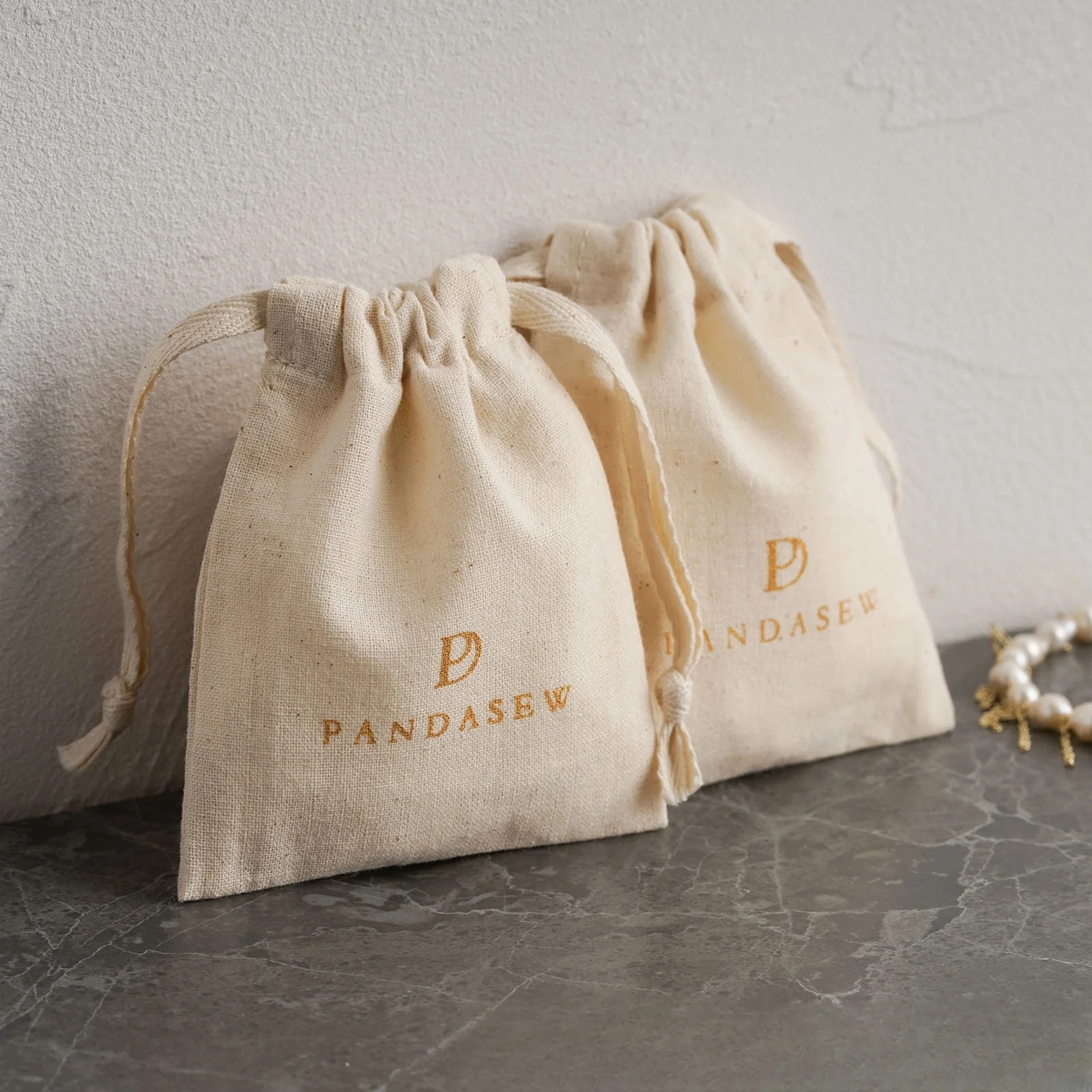 Custom Logo Printed Drawstring Bag High-Quality Natural Thin Cotton Muslin Jewelry Pouch Wedding Party Gift Packaging - Image 5