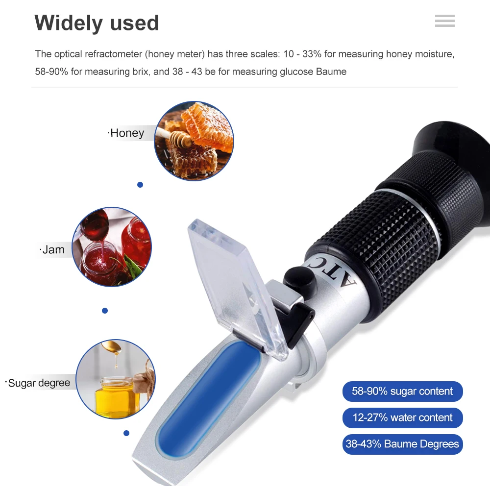 Honey Handheld Refractometer Brix 58-90% Sugar Content Beekeeping ATC Refraction Sweetness Concentration Meter With Box 50% Off - Image 6