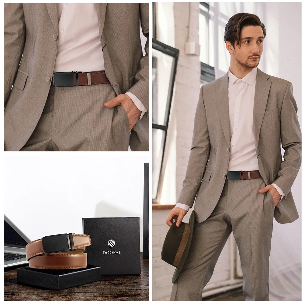 DOOPAI Mens Leather Belt Multiple Colors Automatic Available Belts Leisure Fashion Ratchet Belts for Men Pants Waistband - Image 3