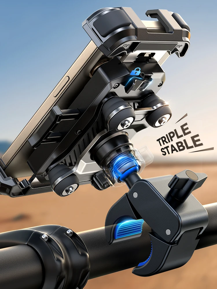 Joyroom Motorcycle Phone Mount Anti Vibration Phone Holder for Motorcycle Handlebar Bike Phone Mount for iPhone for 4.7-7” Phone - Image 5