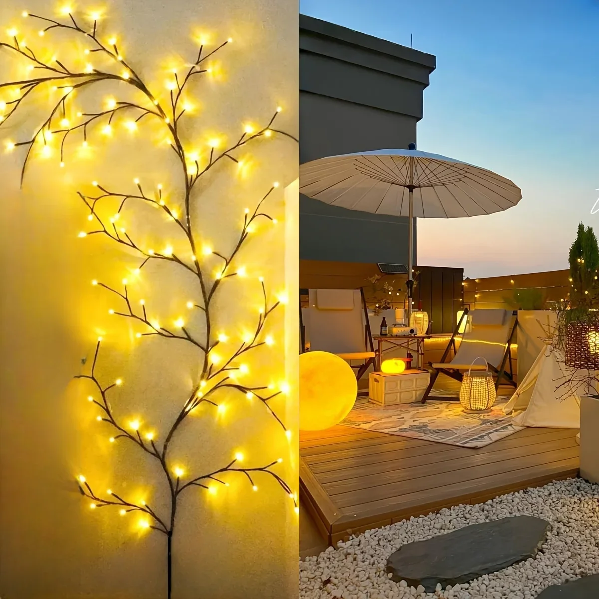 LED Bendable Willow Vine Lights, 8Moeds Rattan Tree Decorative Light, Night Light, For Wall Bedroom Indoor Outdoor Christmas - Image 5