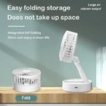 Mini Portable Folding Rechargeable Table Fan,Foldaway Fan with Battery Operated USB Desk Fan