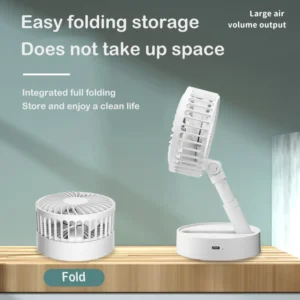Mini Portable Folding Rechargeable Table Fan,Foldaway Fan with Battery Operated USB Desk Fan