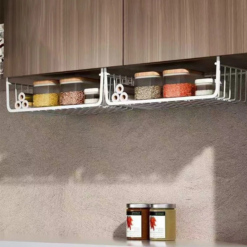 2025 Hanging Net Basket Large Capacity Hanging Storage Basket Iron Material Under Cabinet Wall Wardrobe Home Kitchen Tools - Image 2
