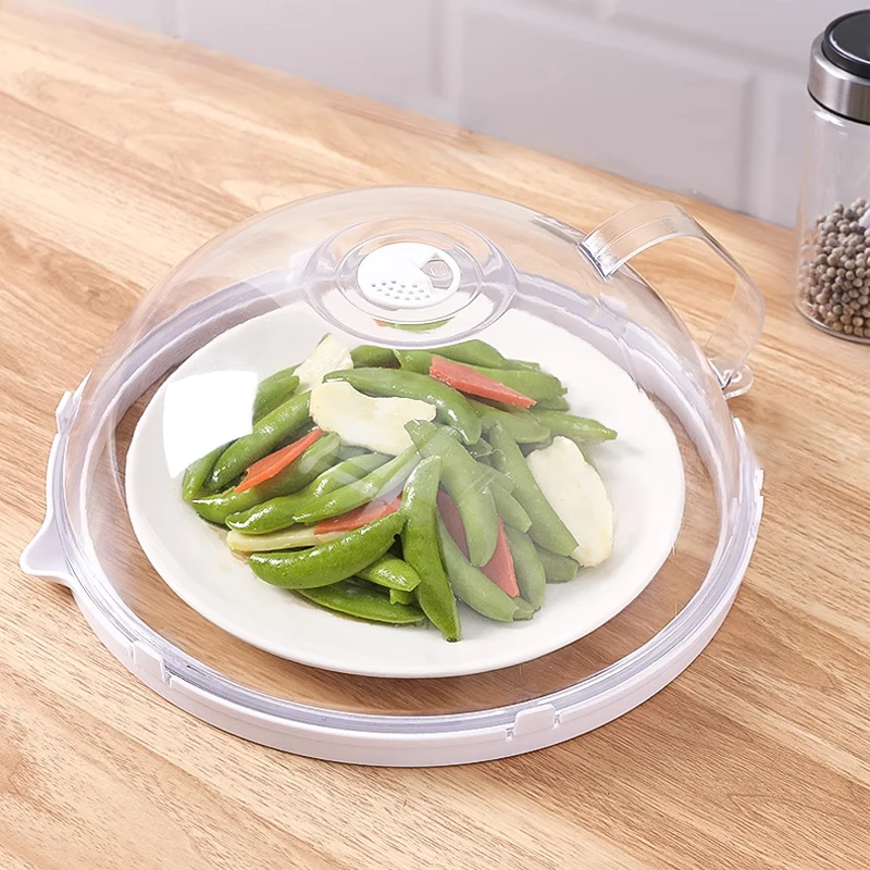 Microwave Splash Cover High Temperature Resistant Microwave Guard Lid Transparent Food Heating Cover with Steam Vent and Handle - Image 4