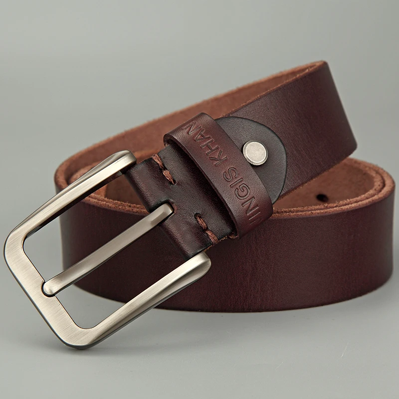 Belt men's genuine leather needle buckle layer genuine cowhide retro men's belt handmade casual trend men's belt cowhide - Image 3