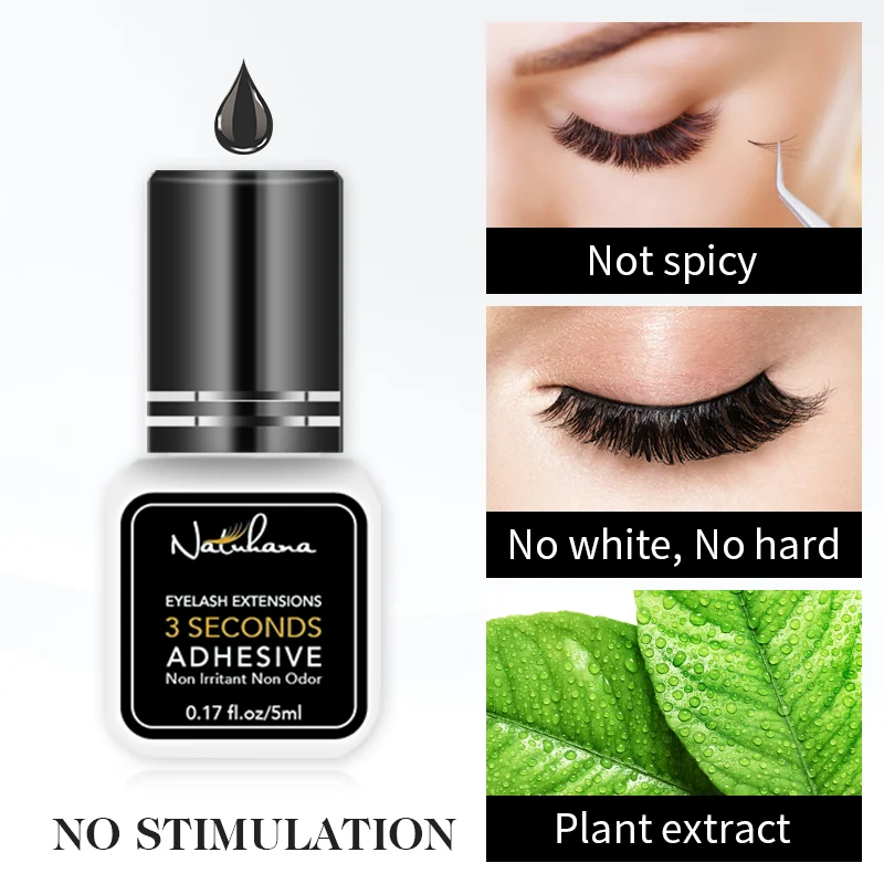 NATUHANA 5ml 1 Second Fast Drying Strong False Eye Lash Extension Glue Adhesive Retention 5-7 Weeks Low Smell Mink Eyelash Glue - Image 3