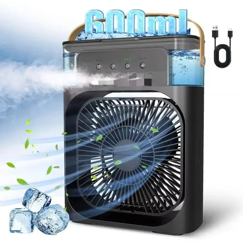 3 In 1 Fan AIr Conditioner Household Water Mist USB Fan Small Air Cooler LED Night Light Portable Humidifier Air Adjustment Fan - Image 6
