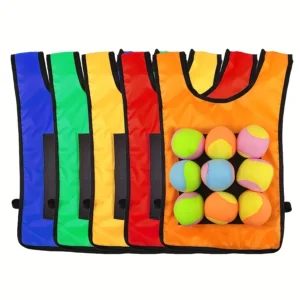 Outdoor Sticky Ball Vest Set with 6cm Soft Balls - Interactive Sports Toy Creative Throwing Target Sandbag Set Outdoor Play Gear