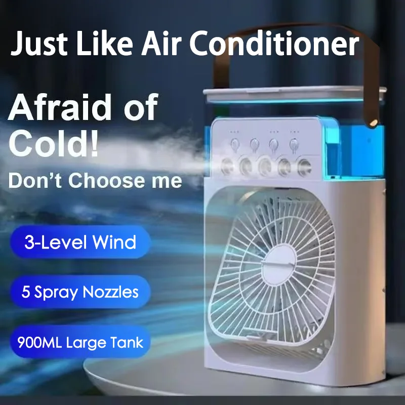 Air Conditioner Portable 3 in 1 Fan Mini Cooler Home House LED Humidifier For Bedroom Small Living Room Water Summer Fans Desk - Image 2
