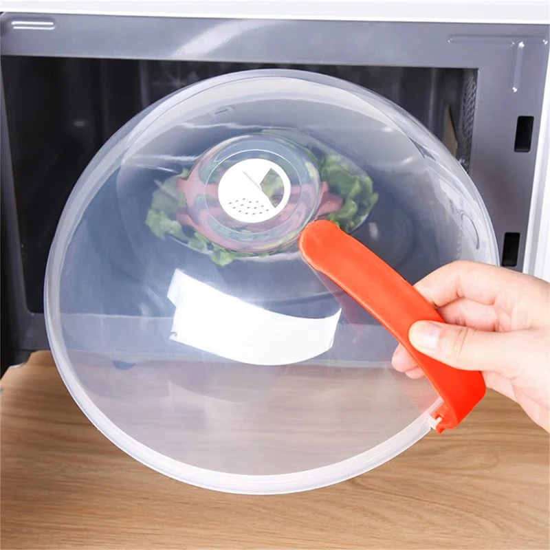 Microwave Splash Cover High Temperature Resistant Microwave Guard Lid Transparent Food Heating Cover with Steam Vent and Handle - Image 6