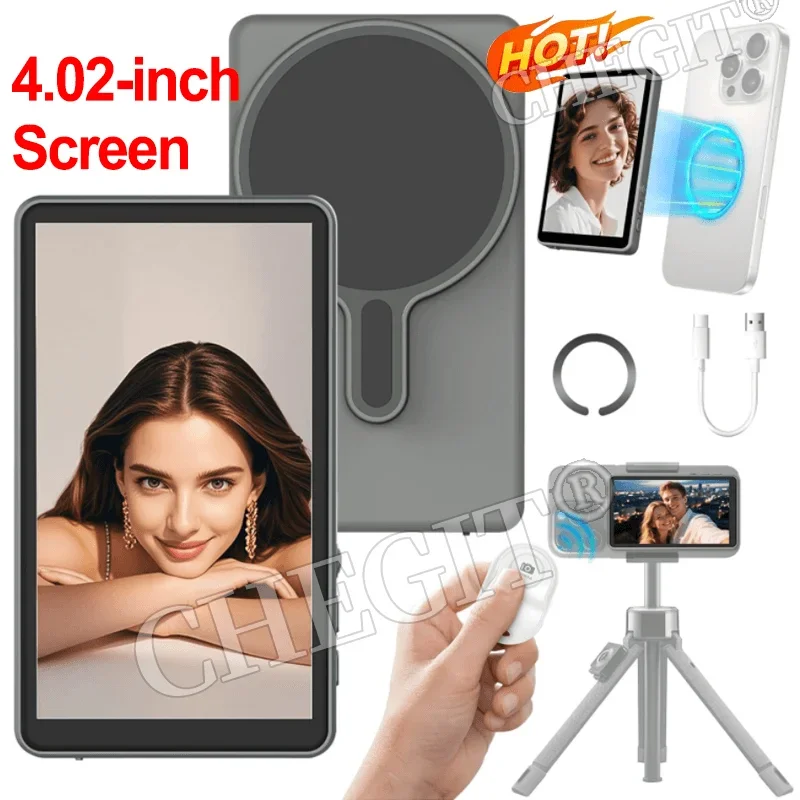 Wireless Monitor Rear Camera Screen Smartphone Selfie Magnetic Screen For Vlog Live Stream Video Recording Outdoor Selfie tool