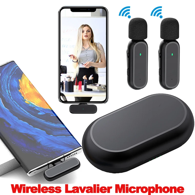 For Xiaomi Mijia Wireless HD Radio Live Microphone Noise Cancel Dual Mic 20 Meters for Mobile Phone Tiktok Short Video Recording