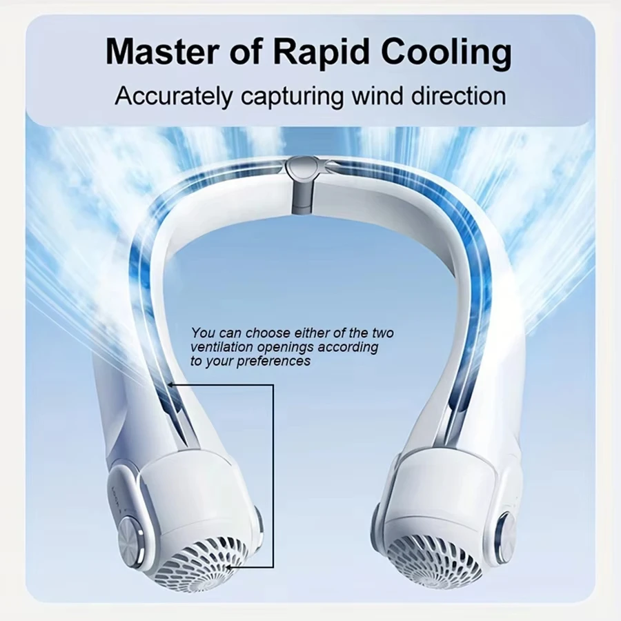 Portable Neck Hanging Fan With Usb Charging Adjustable Bladeless Turbofan Bladeless Student Dormitory Home Outdoor Cooling - Image 2