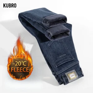 The New Autumn and Winter Style of Fleece Warm Stretch Versatile Slim Straight-leg Men's Jeans Is Casual and Versatile Jeans Man
