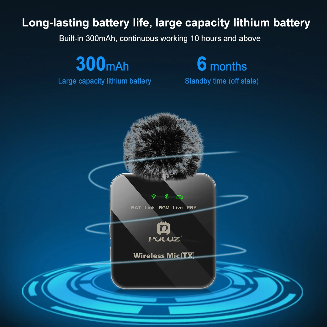 PULUZ Wireless Lavalier Microphone Portable Audio Video Recording Mini Mic for iPhone Android Outdoor Live Broadcast Phone Mic - Image 4