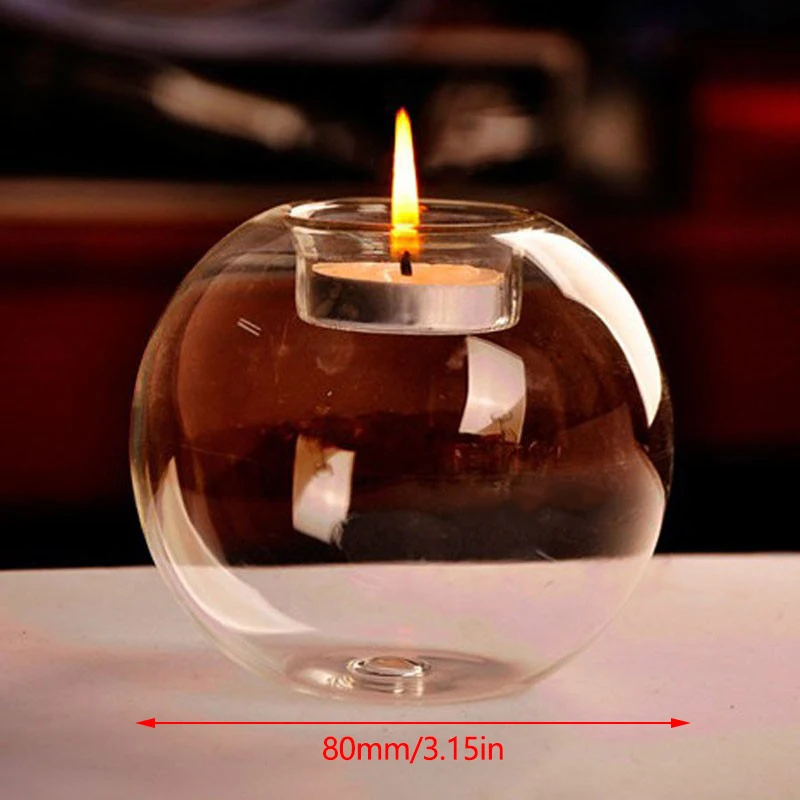 Clear Glass Tea Spot Candle Holder, Hollow Round Light, Living Room Decoration, Wedding Decoration, Home Decoration, 1PC - Image 4