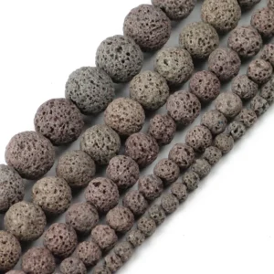 JHNBY Gray Lava beads Natural Stone Volcanic rock Top quality Round Loose beads ball 4/6/8/10/12MM Jewelry bracelet making DIY