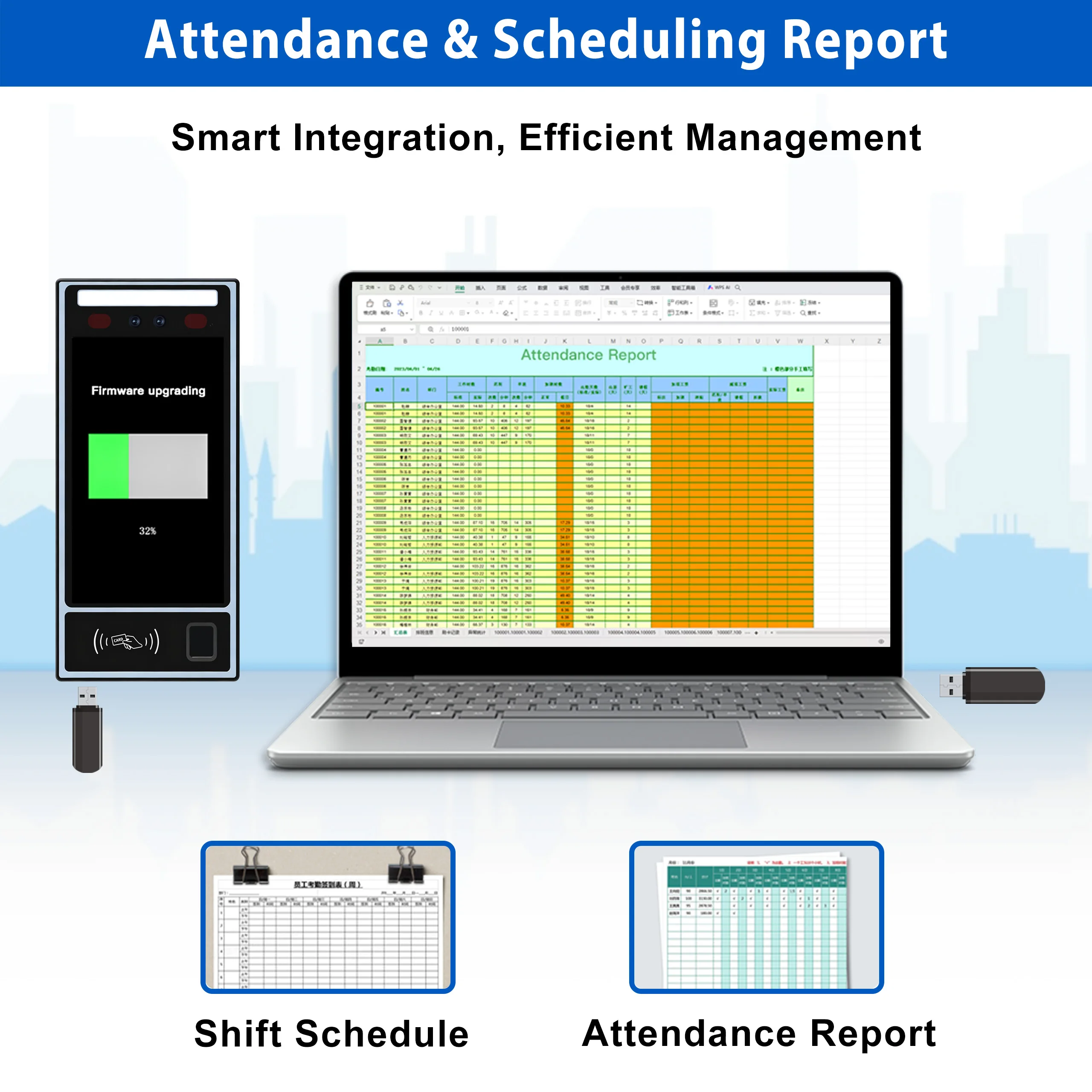 8" Multi-Biometric Access Control & Attendance Terminal - Face Fingerprint Palm Vein, WiFi 4G TCP/IP - Image 5