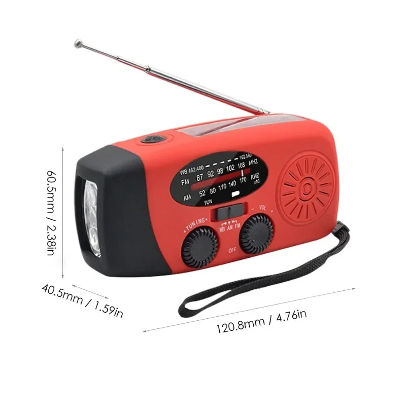 Multifunctional Portable Hand Crank Power Generation Emergency Radio Solar Disaster Prevention FM AM WB NOAA Power Bank - Image 6