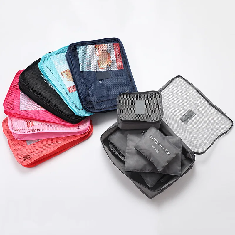 6 Pcs Travel Clothes Storage Bags Set Portable Luggage Organizer Suitcase Pouch Pouch Packing Cube For Shoes Packing Clothes - Image 2