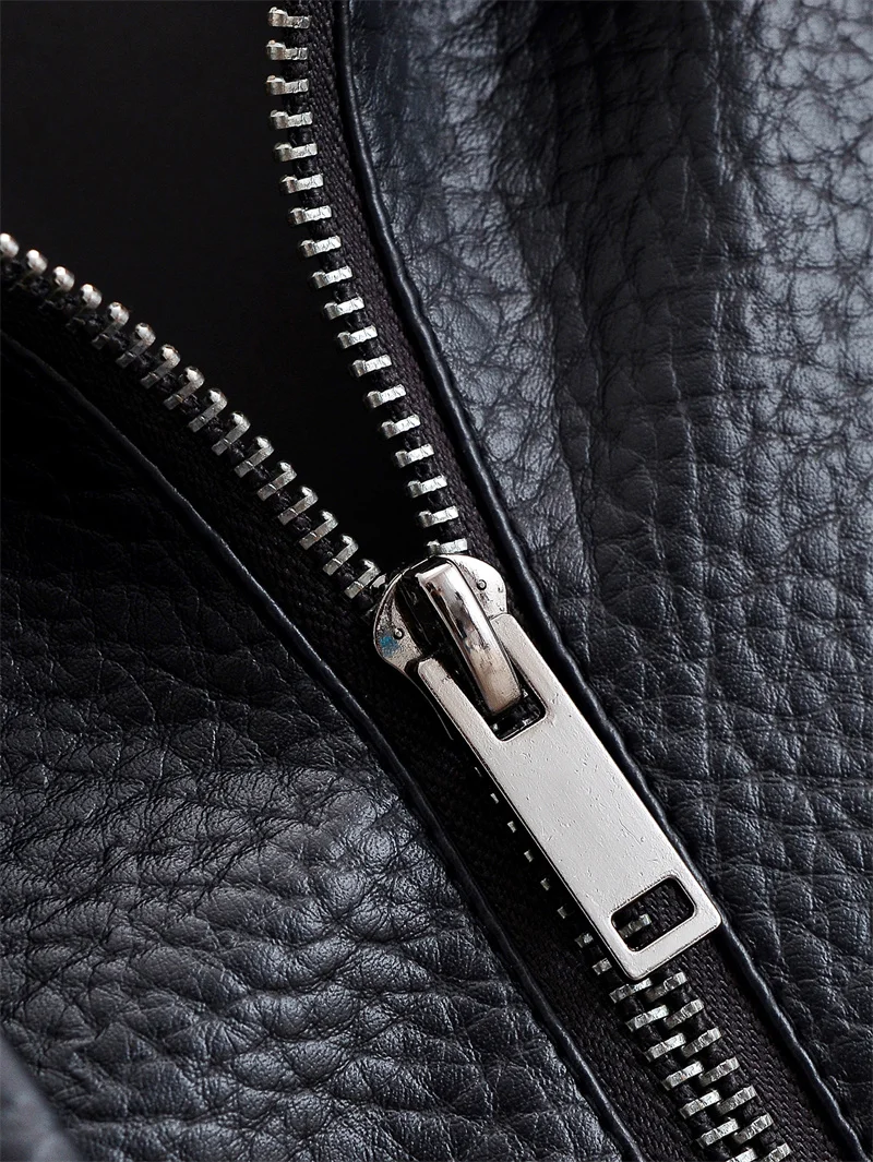 Women's Jacket Fall 2025 New Black Long Sleeve Pebble Faux Leather Jacket Motorcycle Style Personality Fashion - Image 5
