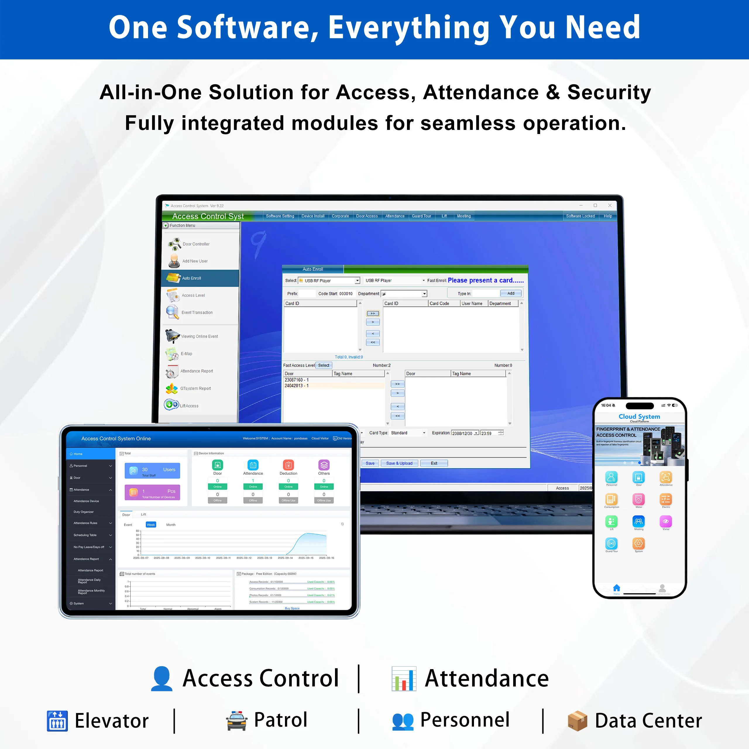 8" Multi-Biometric Access Control & Attendance Terminal - Face Fingerprint Palm Vein, WiFi 4G TCP/IP - Image 3
