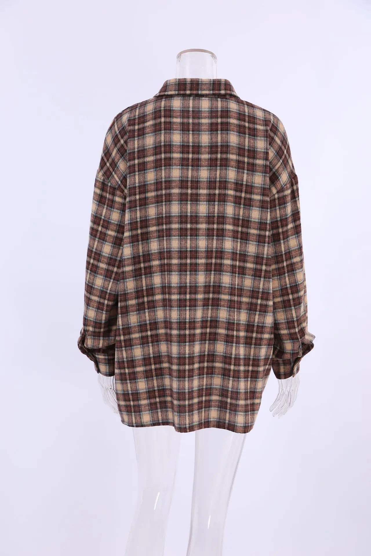 Spring Autumn Vintage Plaid Checkered Shirt Women's Long Sleeve Blouse Loose Single Breasted Casual Shirt - Image 6