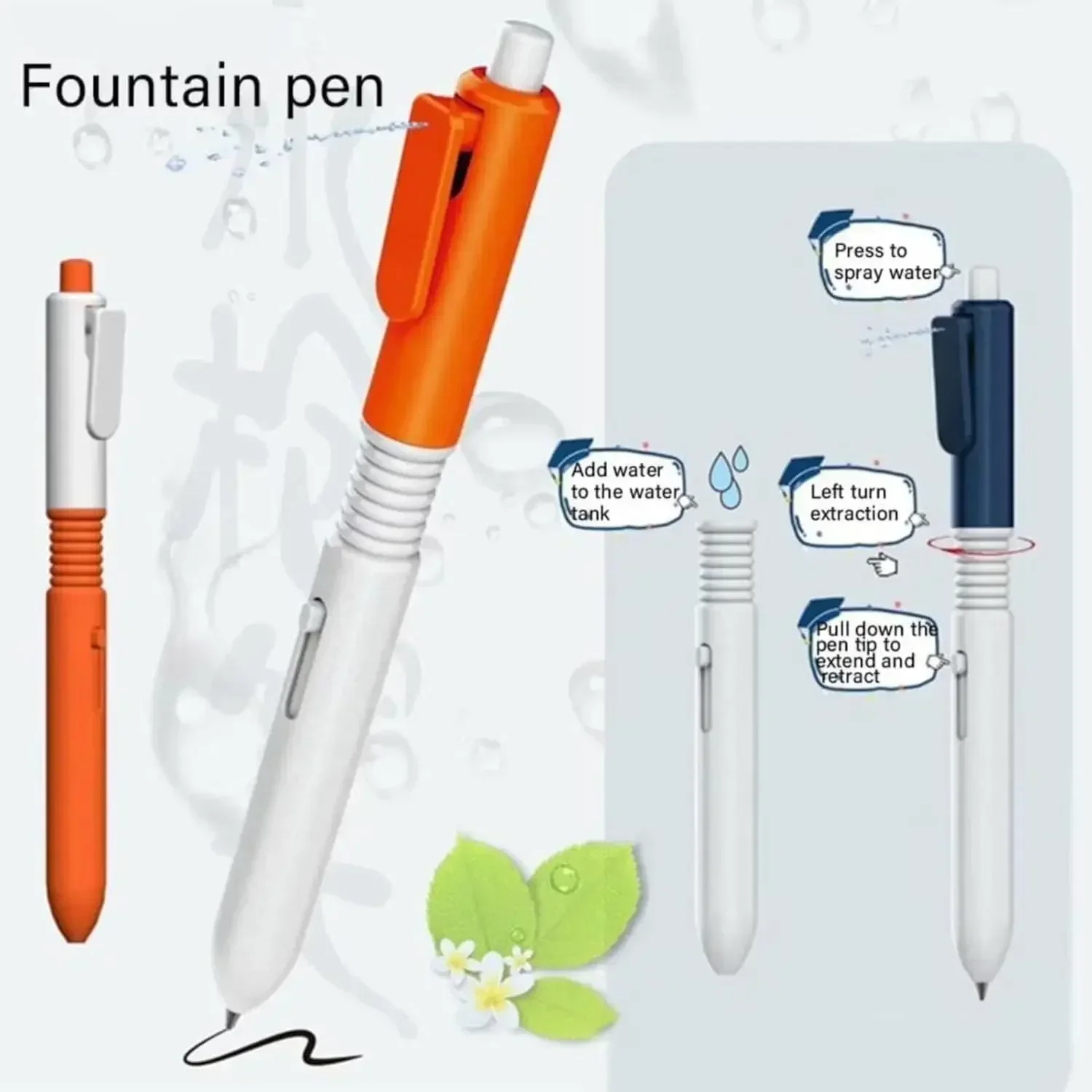 2 in 1 Funny Prank Retractable Water Spray Pens,Ball Pen with Water Spray Funny Prank Toy Stress Relief