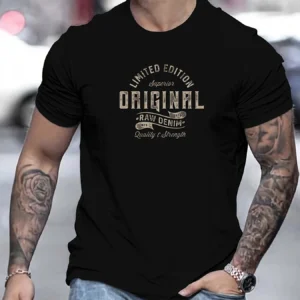 Men's Oversized Letter Print Round Neck Short Sleeve T-Shirt High Quality Breathable Comfy Trendy Fashion Casual Daily Tee