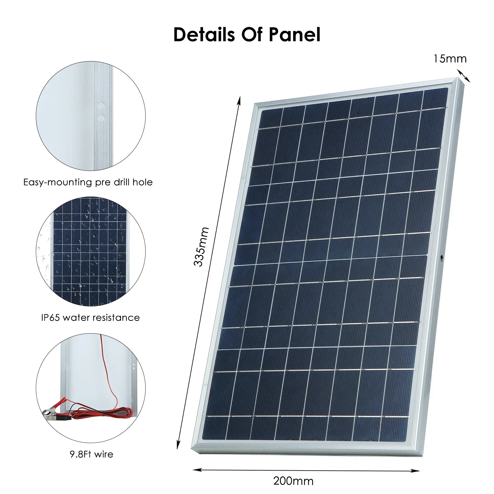 20W/H Solar Panel Kit Complete12V Polycrystalline Power Portable Outdoor Rechargeable Solar Cell Solar Generator for Home - Image 2